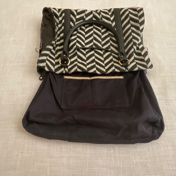 •Lauren Merkin Juliette Black White Chevron Satchel Briefcase Shoulder B… - Picture 11 of 16